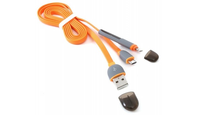 Platinet kaabel USB - microUSB/Lightning 1m, oranž (42873)
