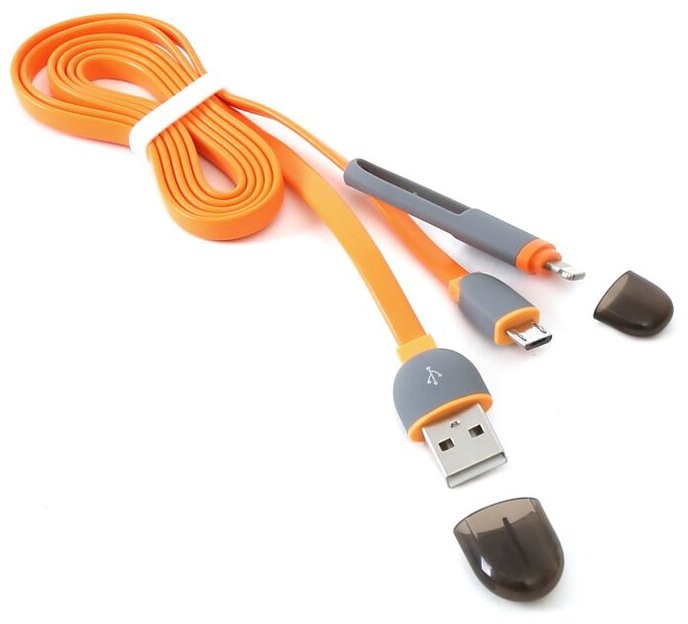 Platinet kaabel USB - microUSB/Lightning 1m, oran..