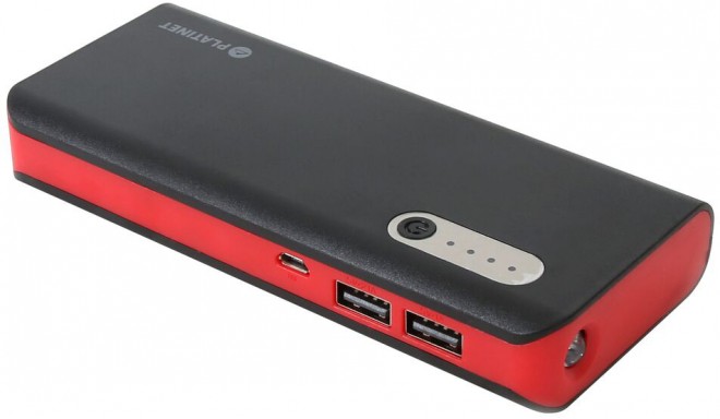 Platinet power bank 13000mAh + фонарик, черный/красный (42899)