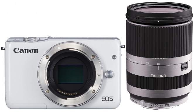 Canon EOS M10 + Tamron 18-200mm VC, white