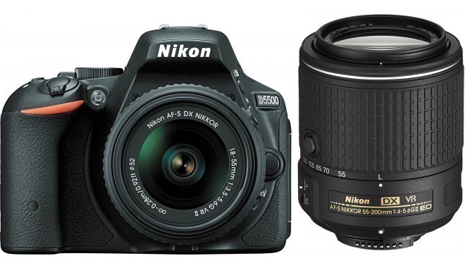 Nikon D5500 + 18-55mm VR II + 55-200mm VR II komplekts, melns