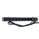 Gembird rack-mount power strip (PDU), 8 SCHUKO sockets, 1U, 16A, 3m, C14, black