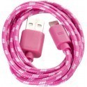 Omega кабель USB - Lightning 1м, розовый/белый