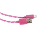 Omega cable USB - Lightning 1m, pink/white