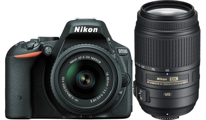 Nikon D5500 + 18-55 VR II + 55-300 VR Kit, black