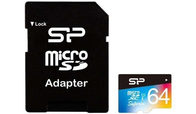 Silicon Power memory card microSDXC 64GB Superior UHS-I U1 + adapter