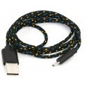 Omega cable USB - microUSB 1m, black/yellow/blue