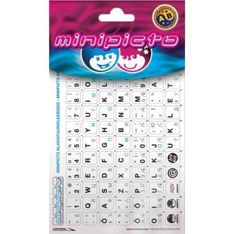 Minipicto klaviatuurikleebis EST/RUS KB-UNI-EE02-WHT-BLUE, valge/must/sinine
