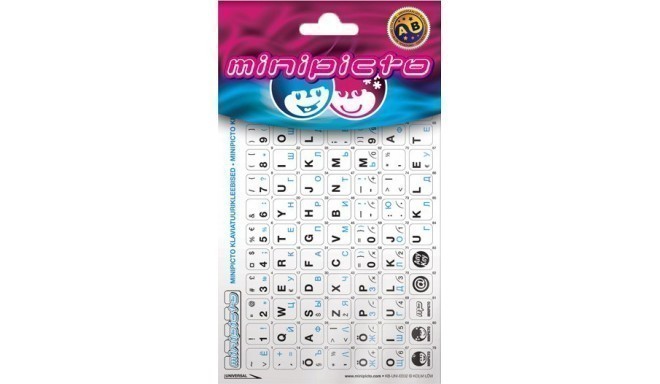 Minipicto klaviatuurikleebis EST/RUS KB-UNI-EE02-WHT-BLUE, valge/must/sinine