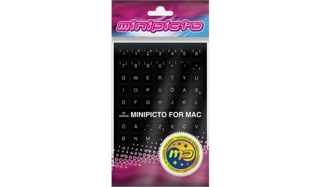 Minipicto klaviatūras uzlīmes EST KB-MAC-EE01-BLK, melnas