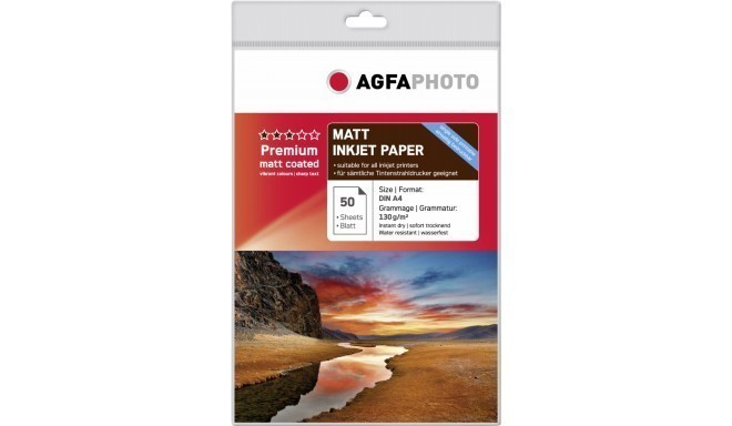 Agfaphoto fotopaber A4 Premium matt 130g 50 lehte