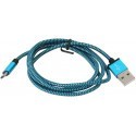Platinet kaabel microUSB - USB 1m punutud, sinine