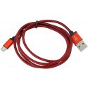Platinet cable microUSB - USB 1m braided, red