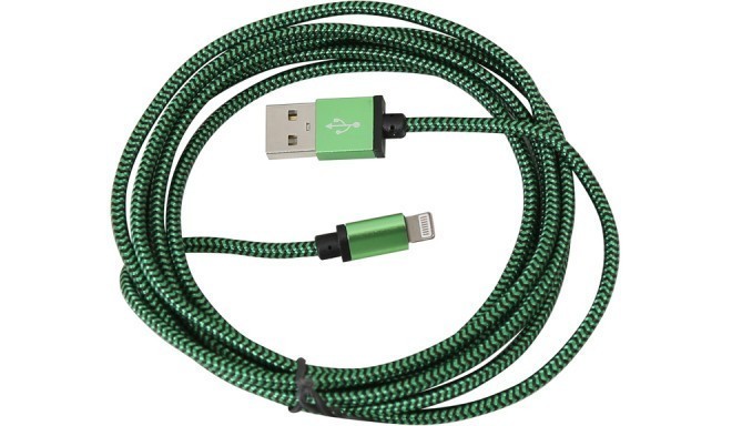 Platinet cable Lightning 2m braided, green