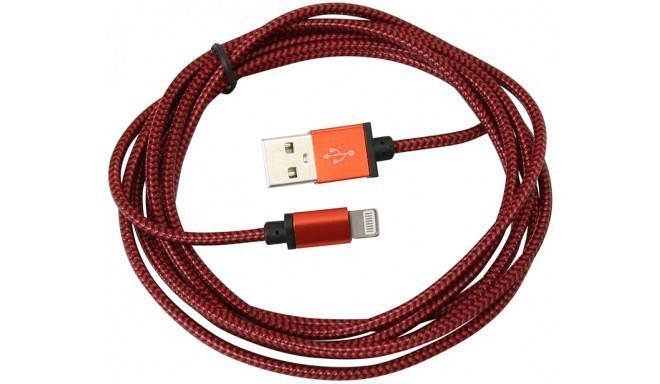 Platinet kabelis USB - Lightning 2m appīts, sarkans