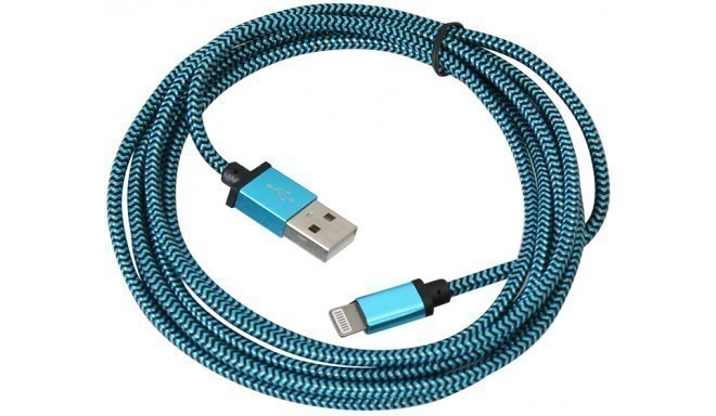 Platinet cable Lightning 2m braided, blue
