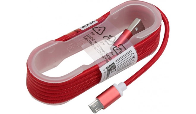 Omega kabelis microUSB 1,5m appīts, sarkans