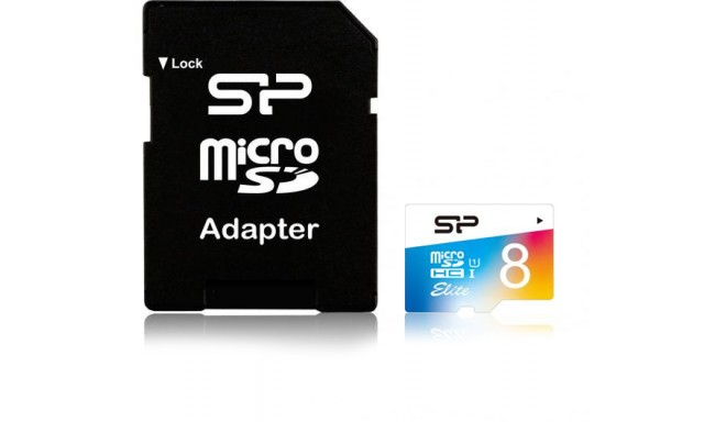 Silicon Power atmiņas karte microSDHC 8GB Elite Class 10 + adapteris