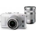 Olympus PEN Lite E-PL6 + 14-42mm II R + 40-150mm R kit, white/silver