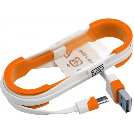 Omega kaabel microUSB 1m lame, valge/oranž (43275)