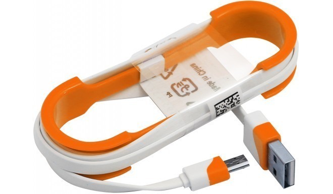 Omega cable microUSB 1m flat, white/orange (43275)