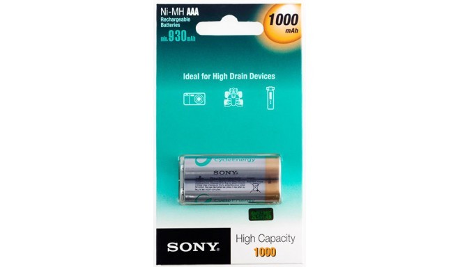 Sony rechargable battery AAA 1000mAh 1,2V 2pcs