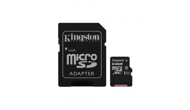 Kingston mälukaart microSDXC 64GB UHS-I + adapter (SDCS/64GB)