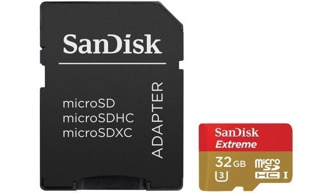 SanDisk mälukaart microSDHC 32GB Extreme 90MB/s + adapter