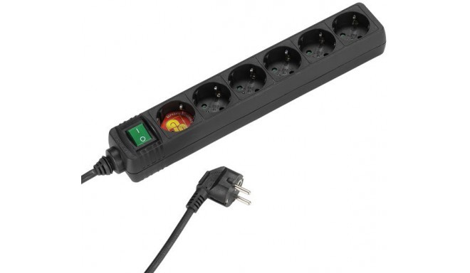 Vivanco extension cord 6 sockets 1.4m, black (27019)