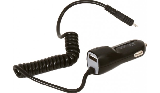 Omega car power adapter USB 1000mA + cable, black (42671)