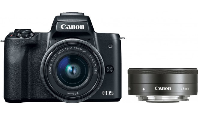 Canon EOS M50 + EF-M 15-45mm + 22mm STM, melns