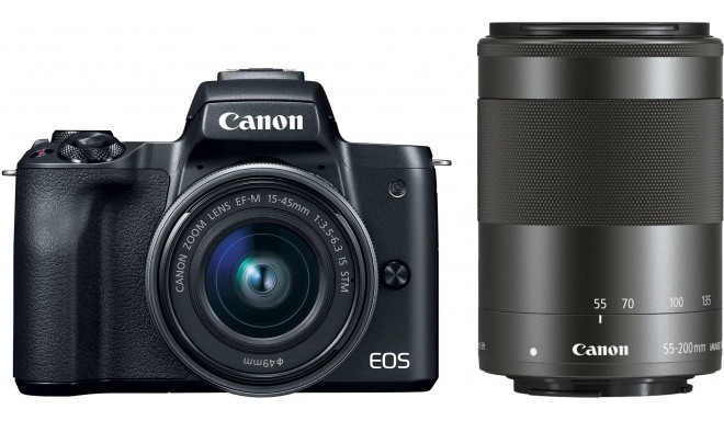 Canon EOS M50 + EF-M 15-45mm + 55-200 IS STM, melns