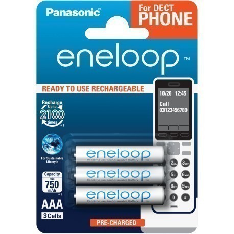 Panasonic eneloop aku AAA 750 3BP Dect