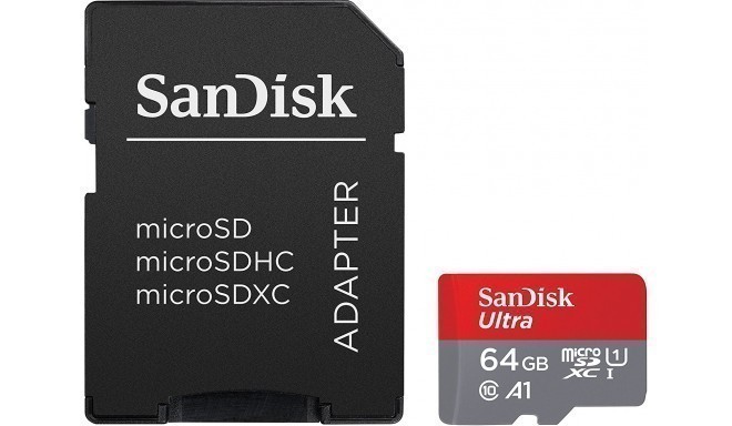 SanDisk карта памяти microSDXC 64GB Ultra 100MB/s A1 + адаптер
