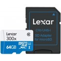 Lexar mälukaart microSDXC 64GB High-Performance 300x + adapter
