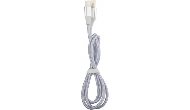 Omega kabelis USB-C 1m appīts, sudrabots (44269)