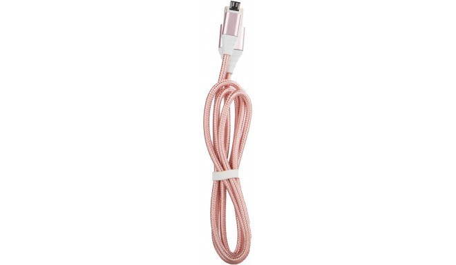 Omega кабель microUSB 1 м вязаный, розовый (44260)
