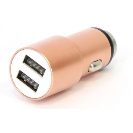 Omega car charger 2xUSB 2100mA Metal, rose gold