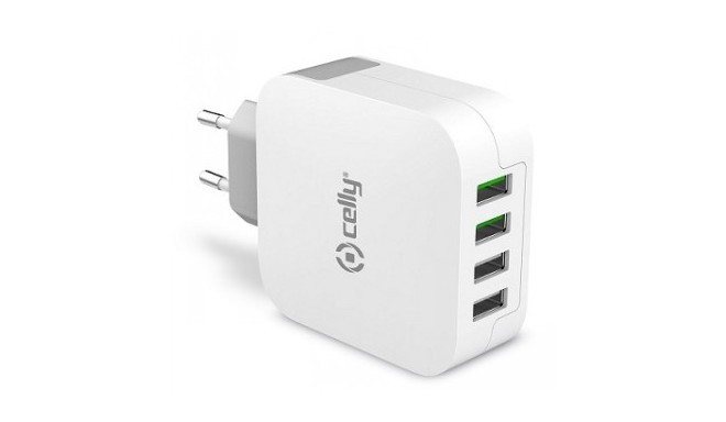 CELLY TRAVEL CHARGER TURBO 4USB 4.8A