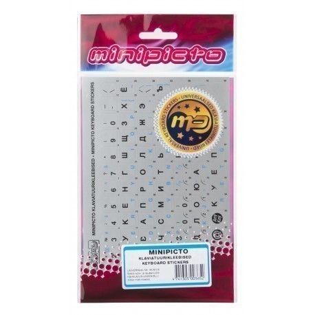 Minipicto klaviatūras uzlīmes KB-RUS/US-UNI02/BLU, zils/balts/melns