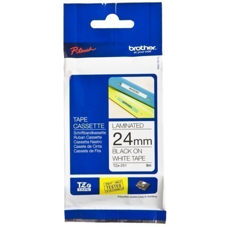 Brother etiketiprinteri lint TZe-251, must/valgel