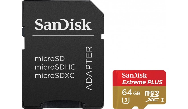 Sandisk mälukaart microSDXC 64GB Extreme Plus + adapter