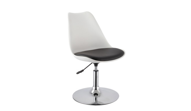 Bāra krēsls ARON, 47x56,5xH76/89cm, sēdvieta: plastika ar PU polsterējums, krāsa: balts-melns, hromē