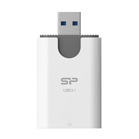 Silicon Power atmiņas karšu lasītājs Combo 2in1 USB 3.1, balts