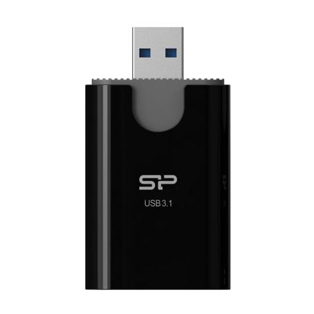 Silicon Power atmiņas karšu lasītājs Combo 2in1 USB 3.1, melns