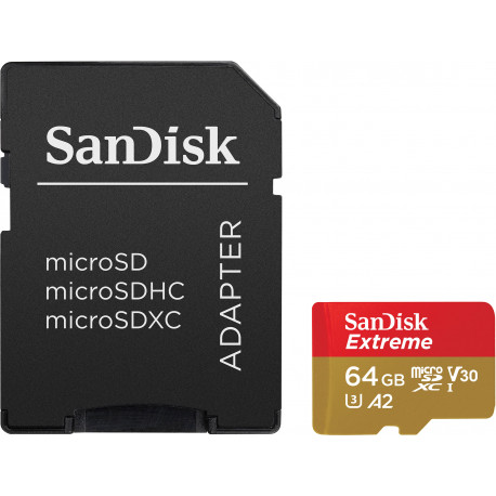 SanDisk mälukaart microSDXC 64GB Extreme V30 A2 + adapter