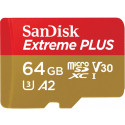 SanDisk memory card microSDXC 64GB Extreme Plus V30 A2 + adapter