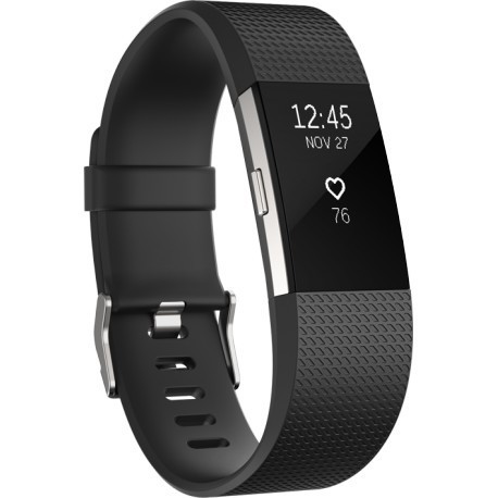 Fitbit aktivitātes trekeris Charge 2 L, melns/sudrabots