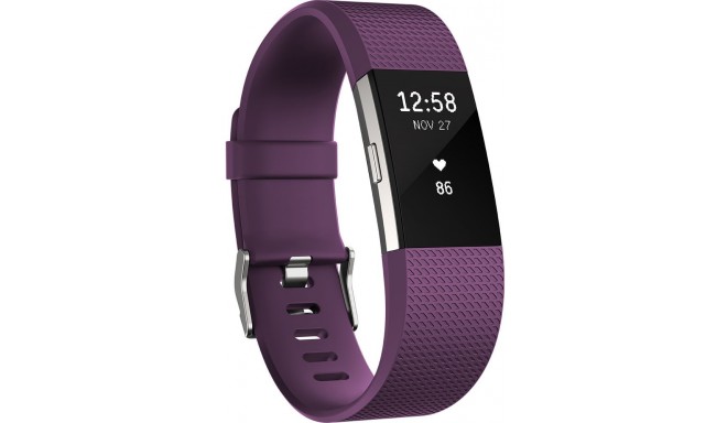 Fitbit aktivitātes trekeris Charge 2 S, plūmju violets/sudrabots