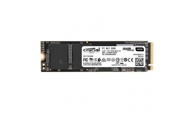 Crucial SSD P1 500GB M.2 NVMe 950/1900MBytes/sec
